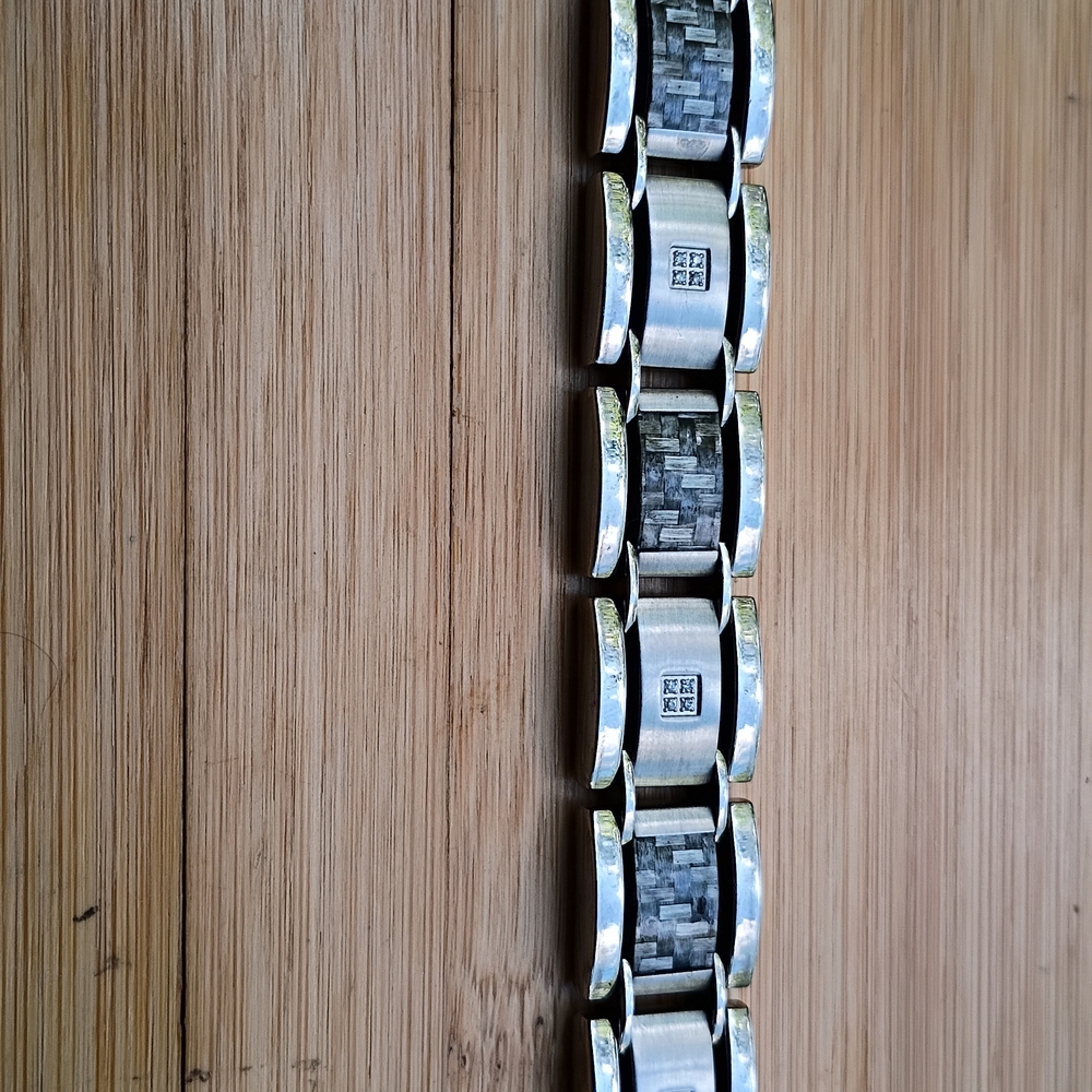 Zales Silver and Black Men's Bracelet